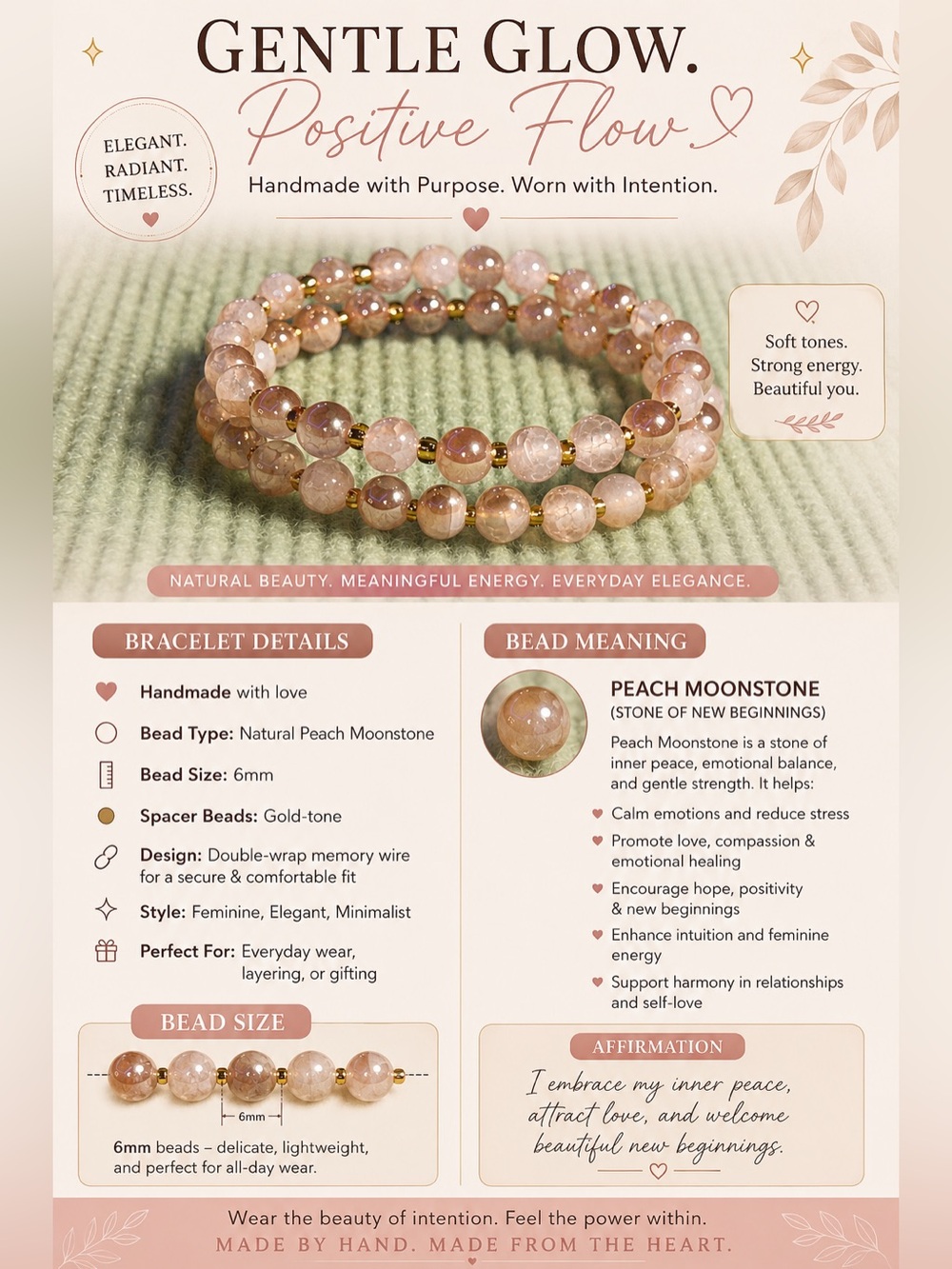 Golden Glow memory wire beaded bracelet